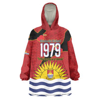 Mauri Kiribati Independence Day Wearable Blanket Hoodie 1979 Proud National Frigatebird LT14 One Size Red - Polynesian Pride
