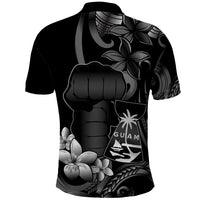 Black Hafa Adai Guam Polo Shirt Chamorro Latte Stone Hand With Plumeria