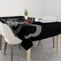 Black Hafa Adai Guam Tablecloth Chamorro Latte Stone Hand With Plumeria