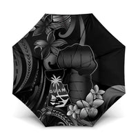 Black Hafa Adai Guam Umbrella Chamorro Latte Stone Hand With Plumeria - Polynesian Pride