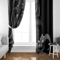 Black Hafa Adai Guam Window Curtain Chamorro Latte Stone Hand With Plumeria