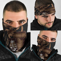 Brown Hafa Adai Guam Neck Gaiter Chamorro Latte Stone Hand With Plumeria - Polynesian Pride