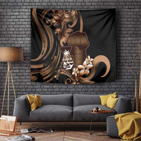 Brown Hafa Adai Guam Tapestry Chamorro Latte Stone Hand With Plumeria LT14 Brown - Polynesian Pride