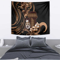Brown Hafa Adai Guam Tapestry Chamorro Latte Stone Hand With Plumeria LT14 - Polynesian Pride