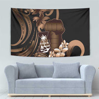 Brown Hafa Adai Guam Tapestry Chamorro Latte Stone Hand With Plumeria LT14 - Polynesian Pride