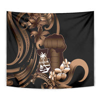 Brown Hafa Adai Guam Tapestry Chamorro Latte Stone Hand With Plumeria LT14 - Polynesian Pride