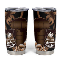 Brown Hafa Adai Guam Tumbler Cup Chamorro Latte Stone Hand With Plumeria