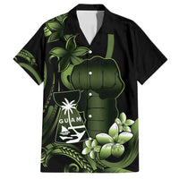 Green Hafa Adai Guam Family Matching Long Sleeve Bodycon Dress and Hawaiian Shirt Chamorro Latte Stone Hand With Plumeria LT14 Dad's Shirt - Short Sleeve Green - Polynesian Pride