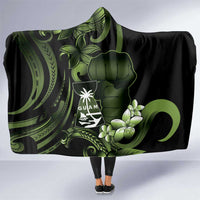 Green Hafa Adai Guam Hooded Blanket Chamorro Latte Stone Hand With Plumeria