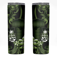 Green Hafa Adai Guam Skinny Tumbler Chamorro Latte Stone Hand With Plumeria LT14 Green - Polynesian Pride