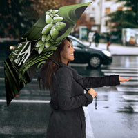 Green Hafa Adai Guam Umbrella Chamorro Latte Stone Hand With Plumeria - Polynesian Pride