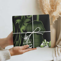 Green Hafa Adai Guam Wrapping Paper Chamorro Latte Stone Hand With Plumeria - Polynesian Pride