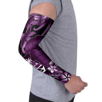 Purple Hafa Adai Guam Arm Sleeves Chamorro Latte Stone Hand With Plumeria - Polynesian Pride