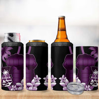 Purple Hafa Adai Guam 4 in 1 Can Cooler Tumbler Chamorro Latte Stone Hand With Plumeria LT14 - Polynesian Pride