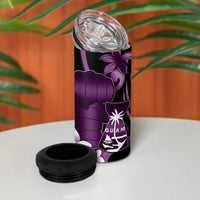 Purple Hafa Adai Guam 4 in 1 Can Cooler Tumbler Chamorro Latte Stone Hand With Plumeria LT14 - Polynesian Pride