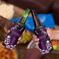Purple Hafa Adai Guam 4 in 1 Can Cooler Tumbler Chamorro Latte Stone Hand With Plumeria LT14 - Polynesian Pride