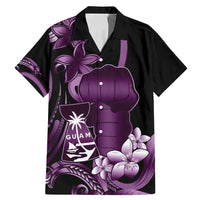 Purple Hafa Adai Guam Family Matching Mermaid Dress and Hawaiian Shirt Chamorro Latte Stone Hand With Plumeria LT14 Dad's Shirt - Short Sleeve Purple - Polynesian Pride