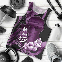 Purple Hafa Adai Guam Men Tank Top Chamorro Latte Stone Hand With Plumeria