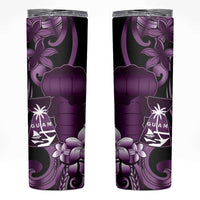 Purple Hafa Adai Guam Skinny Tumbler Chamorro Latte Stone Hand With Plumeria LT14 Purple - Polynesian Pride