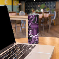 Purple Hafa Adai Guam Skinny Tumbler Chamorro Latte Stone Hand With Plumeria LT14 - Polynesian Pride