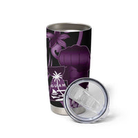Purple Hafa Adai Guam Tumbler Cup Chamorro Latte Stone Hand With Plumeria