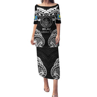 Palau Constitution Day Family Matching Puletasi and Hawaiian Shirt Belau Seal With Polynesian Pattern - Black LT14 Mom's Dress Black - Polynesian Pride
