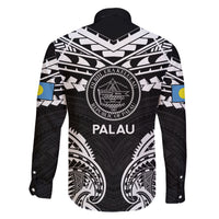 Palau Constitution Day Family Matching Short Sleeve Bodycon Dress and Hawaiian Shirt Belau Seal With Polynesian Pattern - Black LT14 - Polynesian Pride
