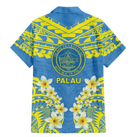 Palau Constitution Day Family Matching Mermaid Dress and Hawaiian Shirt Belau Seal With Frangipani Polynesian Pattern - Blue LT14 - Polynesian Pride