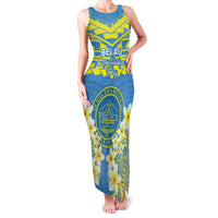 Palau Constitution Day Family Matching Tank Maxi Dress and Hawaiian Shirt Belau Seal With Frangipani Polynesian Pattern - Blue LT14 Mom's Dress Blue - Polynesian Pride