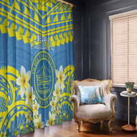 Palau Constitution Day Window Curtain Belau Seal With Frangipani Polynesian Pattern - Blue LT14 - Polynesian Pride