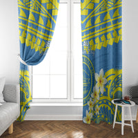 Palau Constitution Day Window Curtain Belau Seal With Frangipani Polynesian Pattern - Blue LT14 - Polynesian Pride