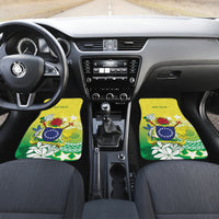 Cook Islands Independence Day Car Mats Kuki Airani Tiare Maori Polynesian Pattern - Green