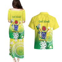 Cook Islands Independence Day Couples Matching Puletasi and Hawaiian Shirt Kuki Airani Tiare Maori Polynesian Pattern - Green LT14 - Polynesian Pride