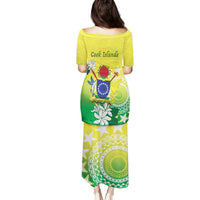 Cook Islands Independence Day Family Matching Puletasi and Hawaiian Shirt Kuki Airani Tiare Maori Polynesian Pattern - Green LT14 - Polynesian Pride
