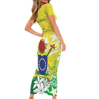 Cook Islands Independence Day Family Matching Short Sleeve Bodycon Dress and Hawaiian Shirt Kuki Airani Tiare Maori Polynesian Pattern - Green LT14 - Polynesian Pride