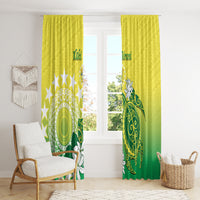 Cook Islands Independence Day Window Curtain Kuki Airani Tiare Maori Polynesian Pattern - Green