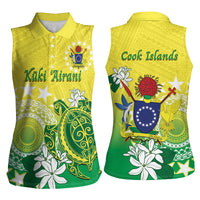 Cook Islands Independence Day Women Sleeveless Polo Shirt Kuki Airani Tiare Maori Polynesian Pattern - Green LT14 - Polynesian Pride