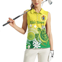 Cook Islands Independence Day Women Sleeveless Polo Shirt Kuki Airani Tiare Maori Polynesian Pattern - Green LT14 - Polynesian Pride