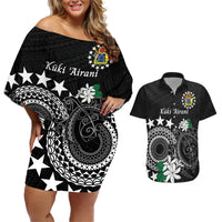 Cook Islands Independence Day Couples Matching Off Shoulder Short Dress and Hawaiian Shirt Kuki Airani Tiare Maori Polynesian Pattern - Black LT14 Black - Polynesian Pride