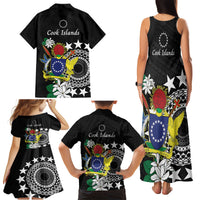 Cook Islands Independence Day Family Matching Tank Maxi Dress and Hawaiian Shirt Kuki Airani Tiare Maori Polynesian Pattern - Black LT14 - Polynesian Pride