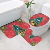 New Zealand Christmas In July Bathroom Set Kowhai Tui Bird With Pohutukawa - Red LT14 - Polynesian Pride