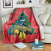 New Zealand Christmas In July Blanket Kowhai Tui Bird With Pohutukawa - Red LT14 Red - Polynesian Pride