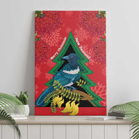 New Zealand Christmas In July Canvas Wall Art Kowhai Tui Bird With Pohutukawa - Red LT14 - Polynesian Pride