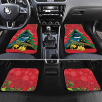 New Zealand Christmas In July Car Mats Kowhai Tui Bird With Pohutukawa - Red LT14 Set 4pcs Red - Polynesian Pride