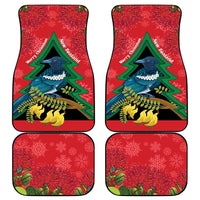 New Zealand Christmas In July Car Mats Kowhai Tui Bird With Pohutukawa - Red LT14 - Polynesian Pride