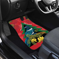New Zealand Christmas In July Car Mats Kowhai Tui Bird With Pohutukawa - Red LT14 - Polynesian Pride