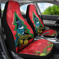 New Zealand Christmas In July Car Seat Cover Kowhai Tui Bird With Pohutukawa - Red LT14 - Polynesian Pride