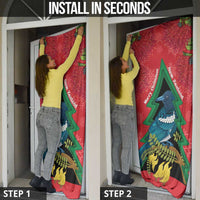 New Zealand Christmas In July Door Cover Kowhai Tui Bird With Pohutukawa - Red LT14 - Polynesian Pride