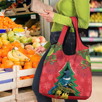 New Zealand Christmas In July Grocery Bag Kowhai Tui Bird With Pohutukawa - Red LT14 - Polynesian Pride