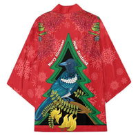 New Zealand Christmas In July Kimono Kowhai Tui Bird With Pohutukawa - Red LT14 - Polynesian Pride